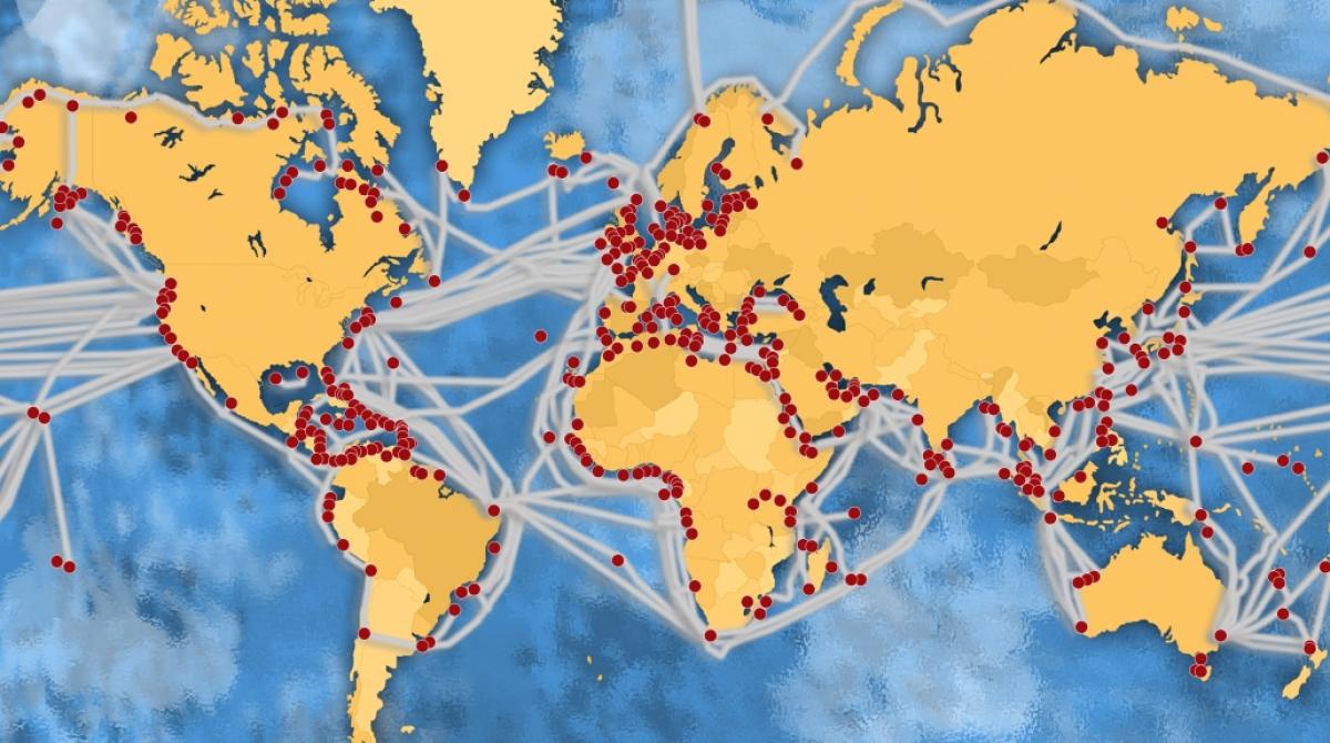Weltkarte: Interkontinentale Tiefseekabel